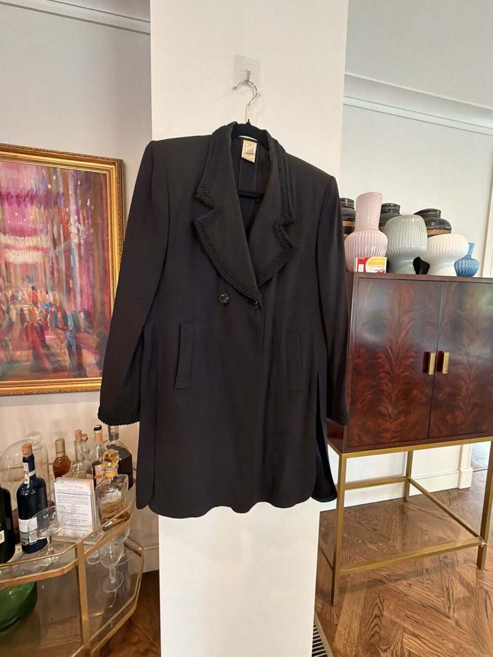 Sonia Rykiel Paris Vintage Two-Piece Skirt Suit Embroidered Trim size 40